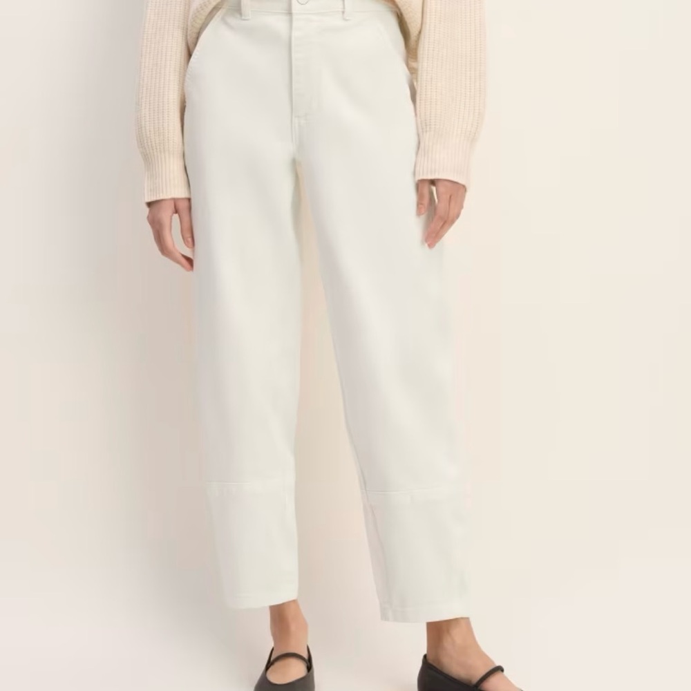 Everlane Off-White Wide-Leg Cropped Pants